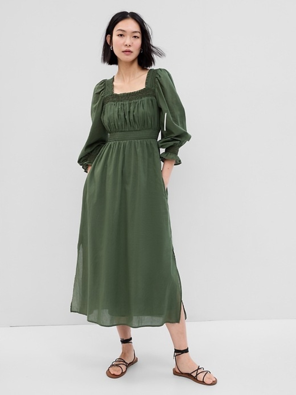 Gap Puff Sleeve Smocked Maxi Dress